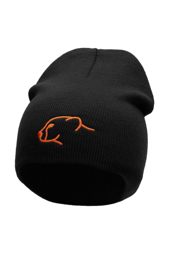 Cheetah Face Embroidered 8 inch Acrylic Short Blank Beanie - Black OSFM