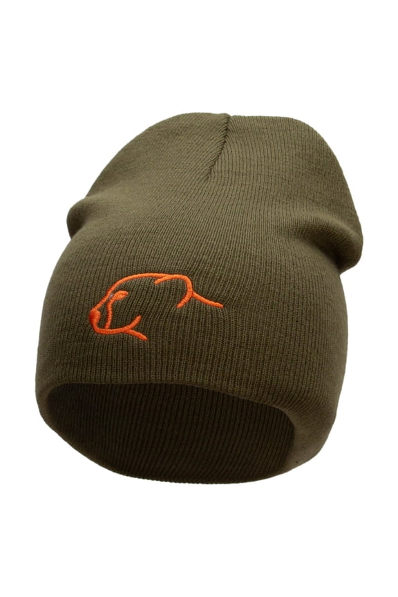 Cheetah Face Embroidered 8 inch Acrylic Short Blank Beanie - Olive OSFM