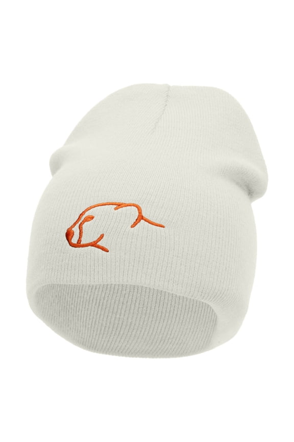 Cheetah Face Embroidered 8 inch Acrylic Short Blank Beanie - White OSFM