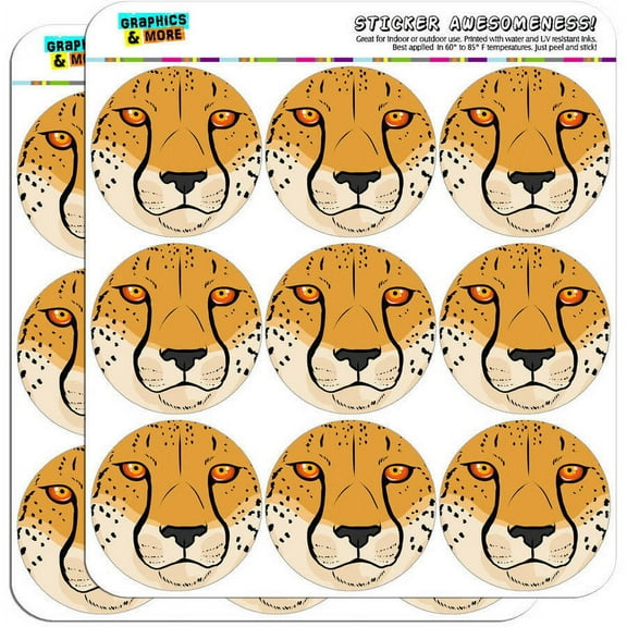 Cheetah Face Safari 18 2" Planner Calendar Scrapbooking Crafting Stickers