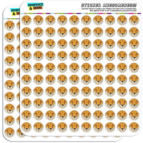 Cheetah Face Safari 200 1/2" (0.5") Planner Calendar Scrapbooking Crafting Stickers