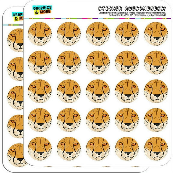 Cheetah Face Safari 50 1" Planner Calendar Scrapbooking Crafting Stickers