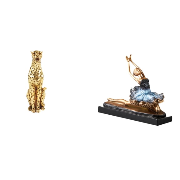 Cheetah Figurine Ballet Dancer Statue Resin Sculpture Ornament Artistic Tabletop Centerpiece for Home Office Decor