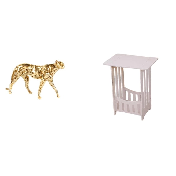 Cheetah Figurine End Table Night Stand with Sturdy Resin Material for Living Room Bedroom Office Decor