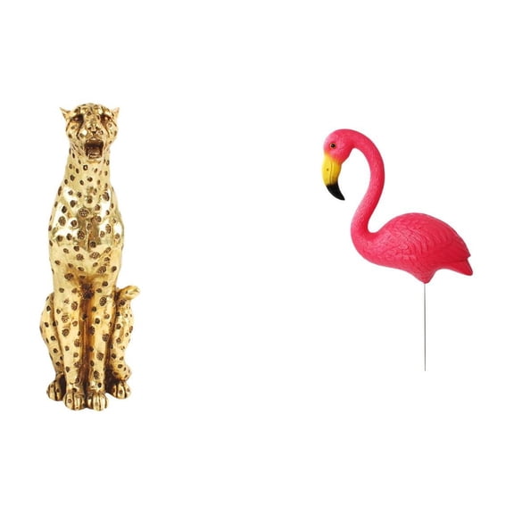Cheetah Figurine Flamingo Statue Garden Stake Resin Material for Office Home Living Room Decor and Outdoor Yard