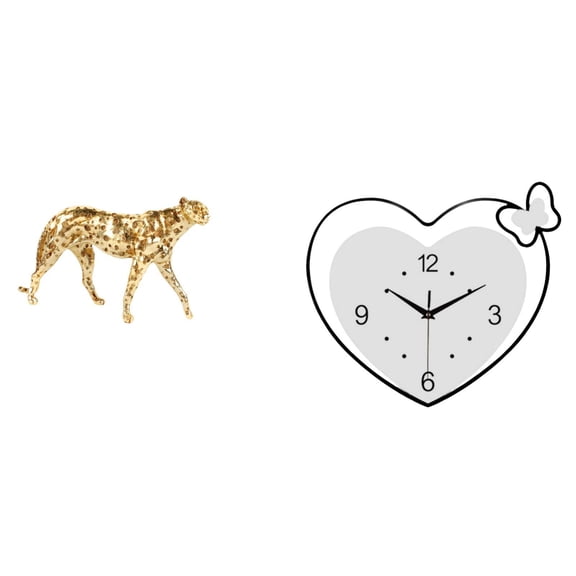 Cheetah Figurine Wall Clock Desktop Ornament Creative Acrylic Design for Living Room Office Bedroom Decor