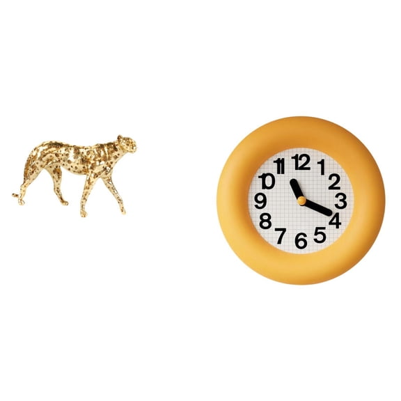 Cheetah Figurine Wall Clock Sculpture Wood Material Modern Decor for Living Room Office Bedrooms