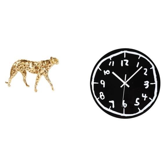 Cheetah Figurine Wall Clock Tabletop Centerpiece Acrylic Material Modern Art for Office Home Decor