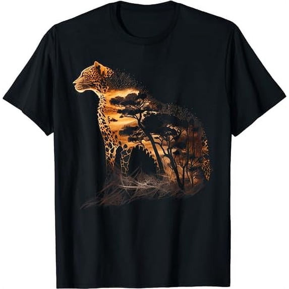 Cheetah Forest Sunset Animal Graphic Tees for Men Women T-Shirt