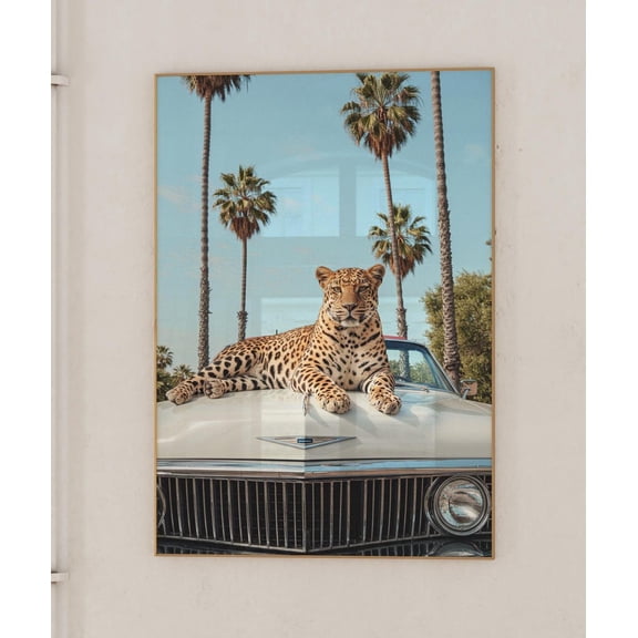 Cheetah Girly Wall Art, Retro Palm Springs Print, Preppy Room Decor, Funky Leopard Poster, Trendy Summer Wall Art Wall Art, Modern Wall Decor, 8x12 UNFRAMED