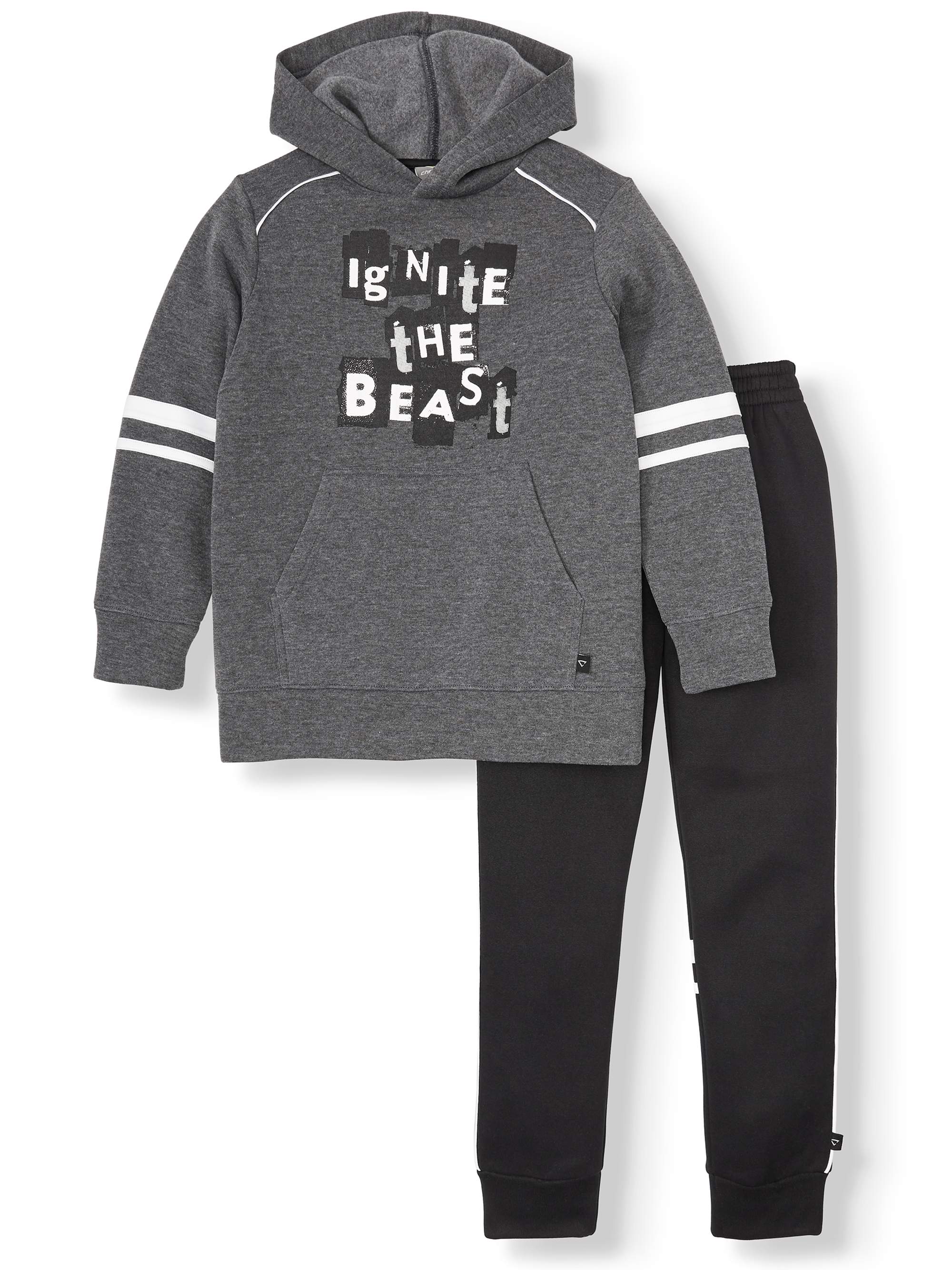 Cheetah Graphic Hooded Sweatshirt and Contrast Fleece Jogger Pants 2-Piece Set (Little Boys & Big Boys) - image 1 of 2