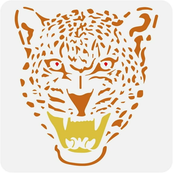 Cheetah Head Painting Stencil 11.8x11.8 inch Reusable Cheetah Template Plastic PET Leopard Stencil Hollowed Animal Head Drawing Template Decorative Animal Theme Stencil