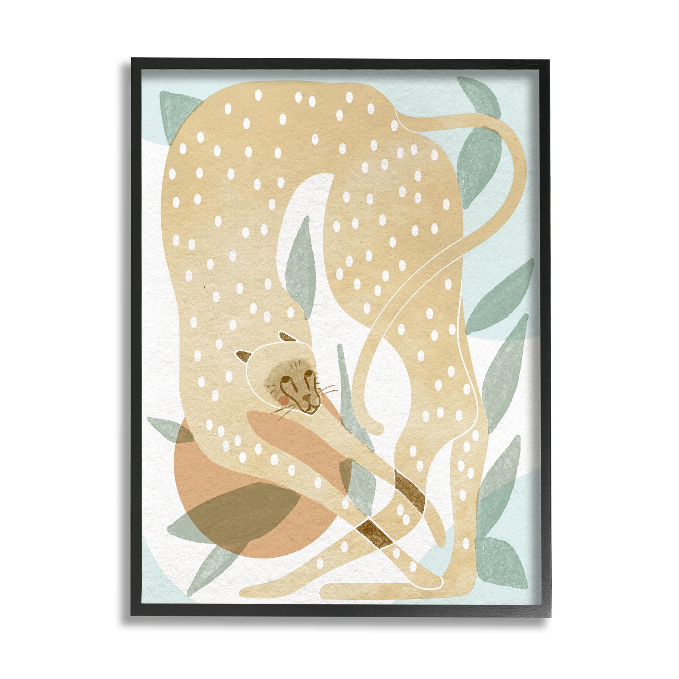 Cheetah Jungle Contemporary Shapes Animals & Insects Graphic Art Black Framed Art Print Wall Art