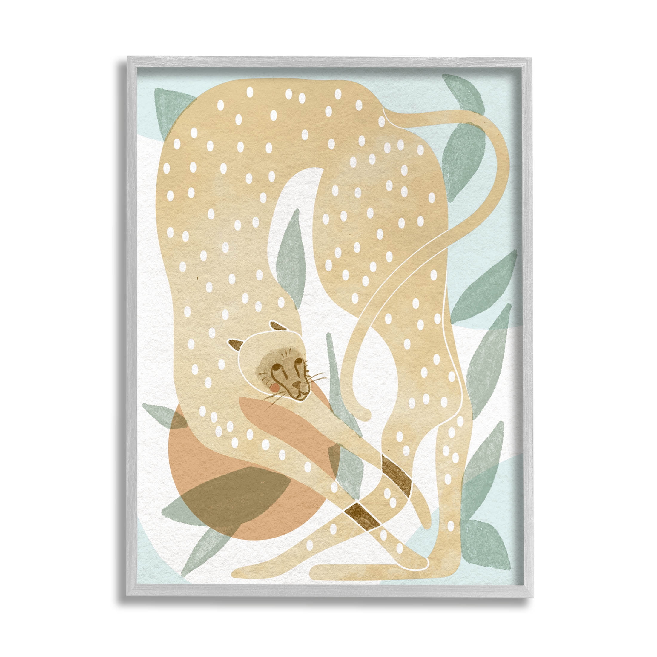 Cheetah Jungle Contemporary Shapes Animals & Insects Graphic Art Gray Framed Art Print Wall Art