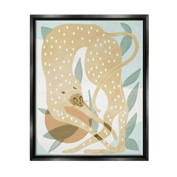 Cheetah Jungle Contemporary Shapes Animals & Insects Graphic Art Jet Black Framed Art Print Wall Art