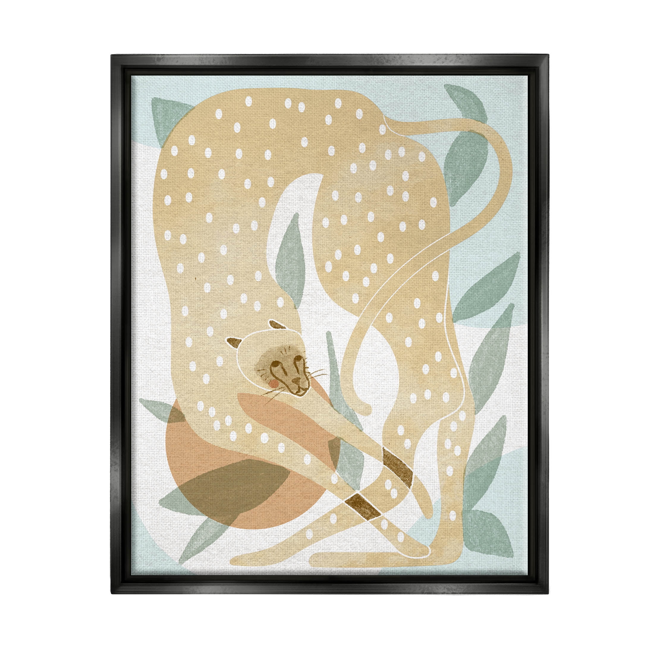 Cheetah Jungle Contemporary Shapes Animals & Insects Graphic Art Jet Black Framed Art Print Wall Art