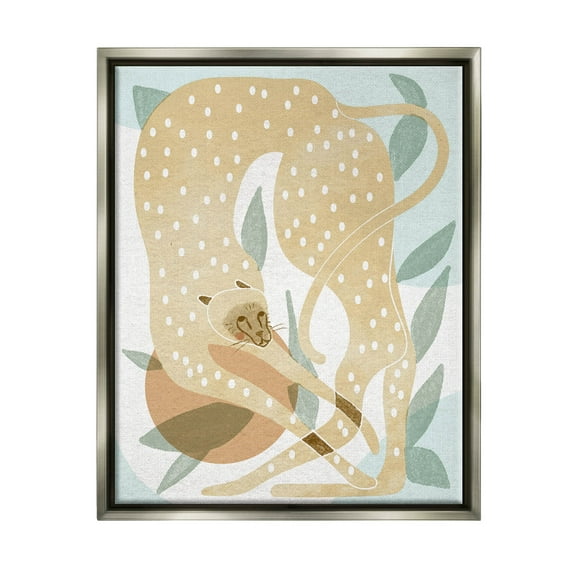 Cheetah Jungle Contemporary Shapes Animals & Insects Graphic Art Luster Gray Framed Art Print Wall Art