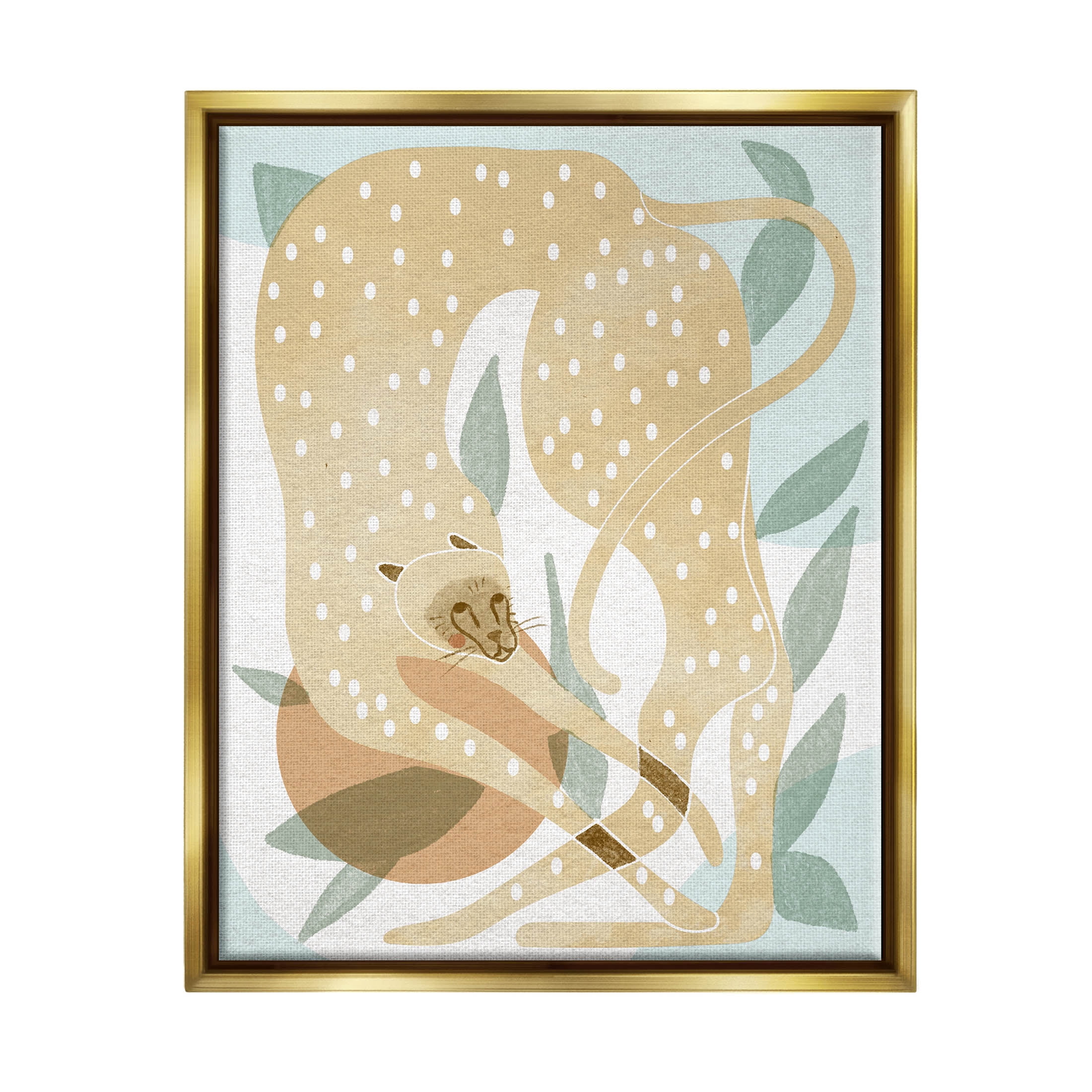 Cheetah Jungle Contemporary Shapes Animals & Insects Graphic Art Metallic Gold Framed Art Print Wall Art