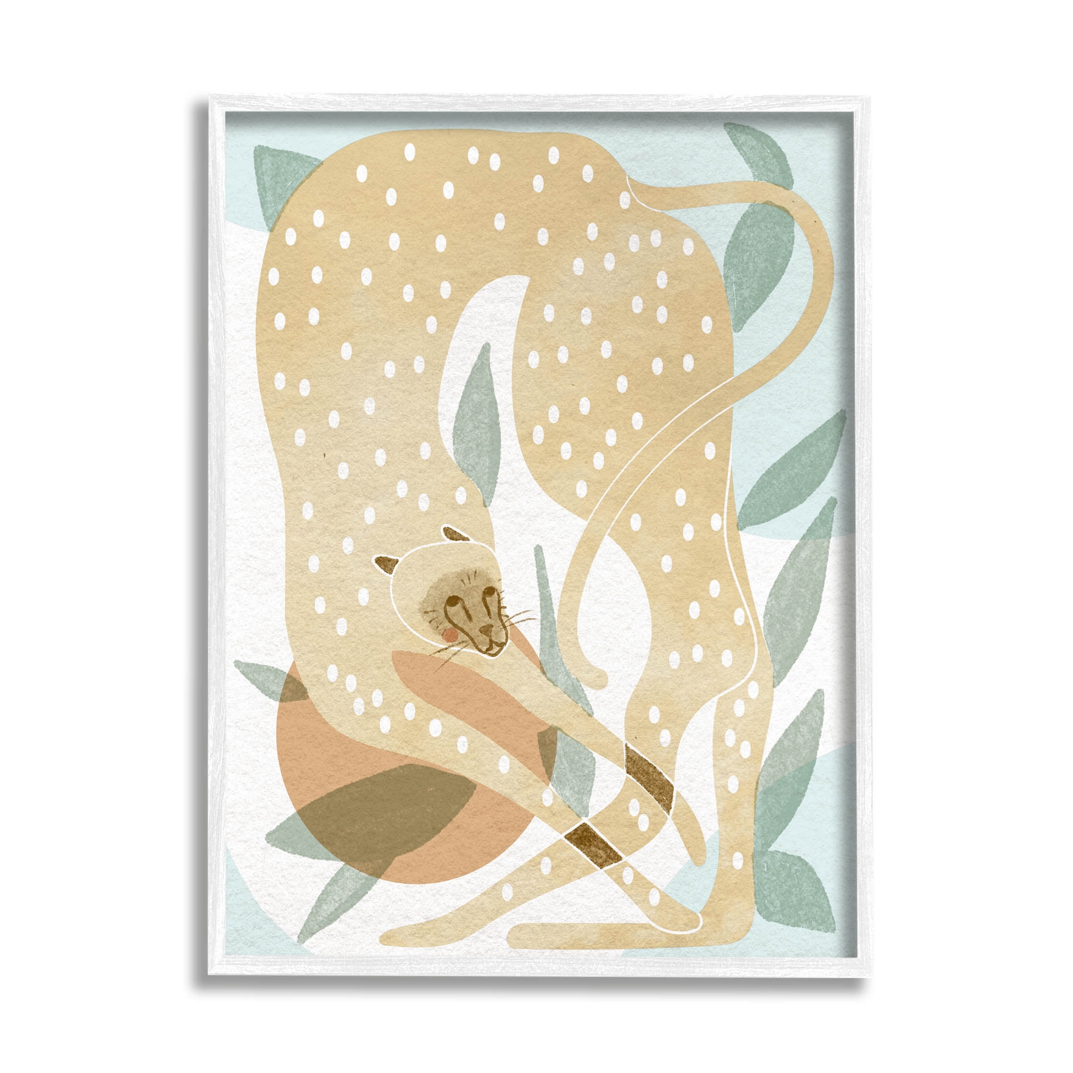 Cheetah Jungle Contemporary Shapes Animals & Insects Graphic Art White Framed Art Print Wall Art