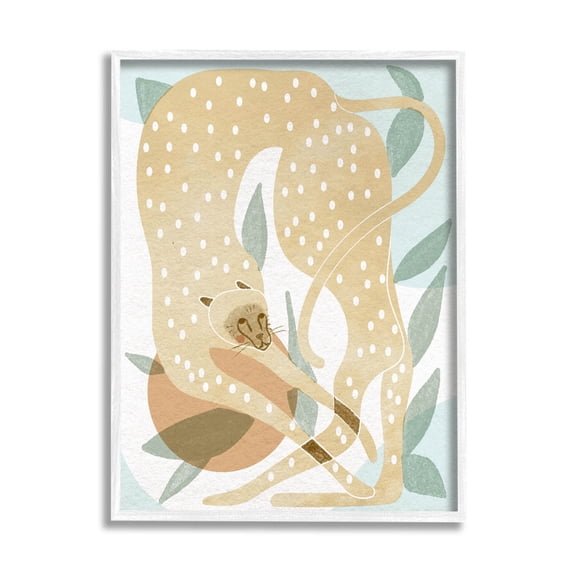Cheetah Jungle Contemporary Shapes Animals & Insects Graphic Art White Framed Art Print Wall Art