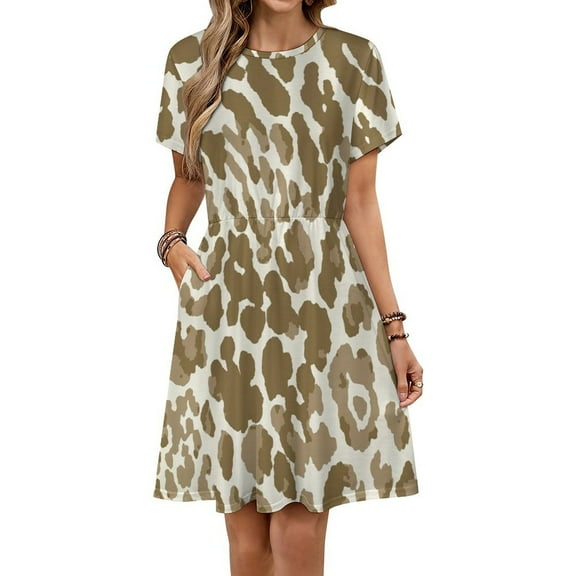 Cheetah Leopard Dress Summer Street Style Dresses Female Short Sleeve Printed Sundress