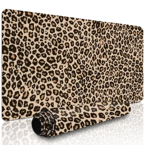 Cheetah Leopard Gaming Mousepad Large Extended Desk Mat for Desk Non-Slip Waterproof Keyboard Pad Desk Protector, Aesthetic Office Gaming Accessories
