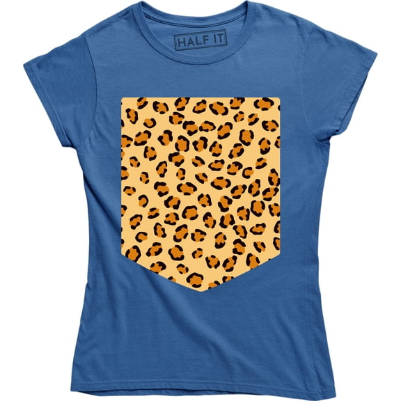Cheetah Leopard Pocket Print Graphic Design Women T-Shirt