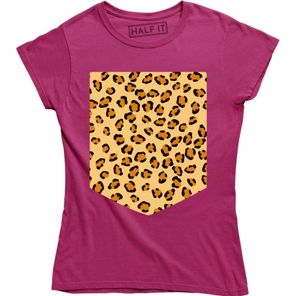 Cheetah Leopard Pocket Print Graphic Design Women T-Shirt