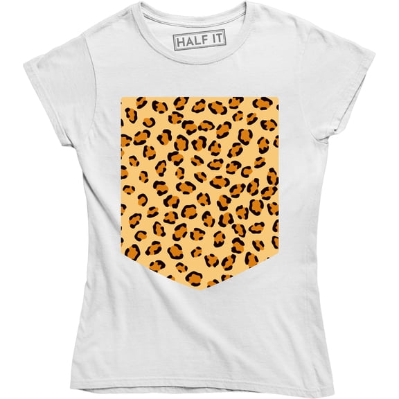 Cheetah Leopard Pocket Print Graphic Design Women T-Shirt
