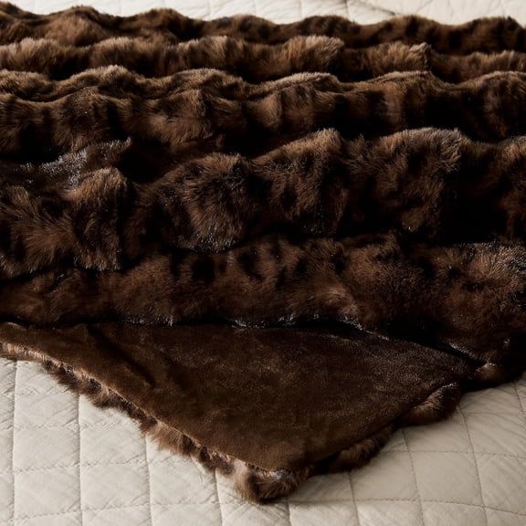 Cheetah Leopard Print Bubble Throw Blanket, Luxury Faux Rabbit Fur Mink Plush Throw for Couch, Sofa and Bed, Soft Fluffy Fuzzy Cozy Blanket for Women, 50x60 inches, Chocolate Brown, 950 GSM