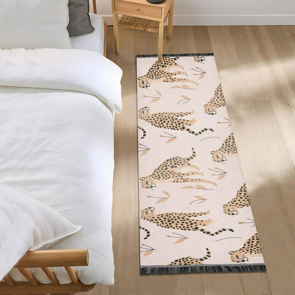 Cheetah Leopard Runner Area Rug 2x6 Soft Non-Slip Washable Bedside Carpet for Hallway Bedroom Living Room Home Decor