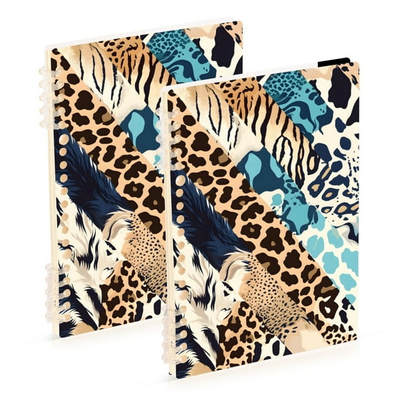 Cheetah Leopard Skin Ring Binder Notebook Journey Note Diary College Ruled Spiral Notebook Study Loose Leaf Paper A5 60 Pages