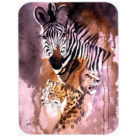 Cheetah- Lion- And Zebra Glass Cutting Board- Large
