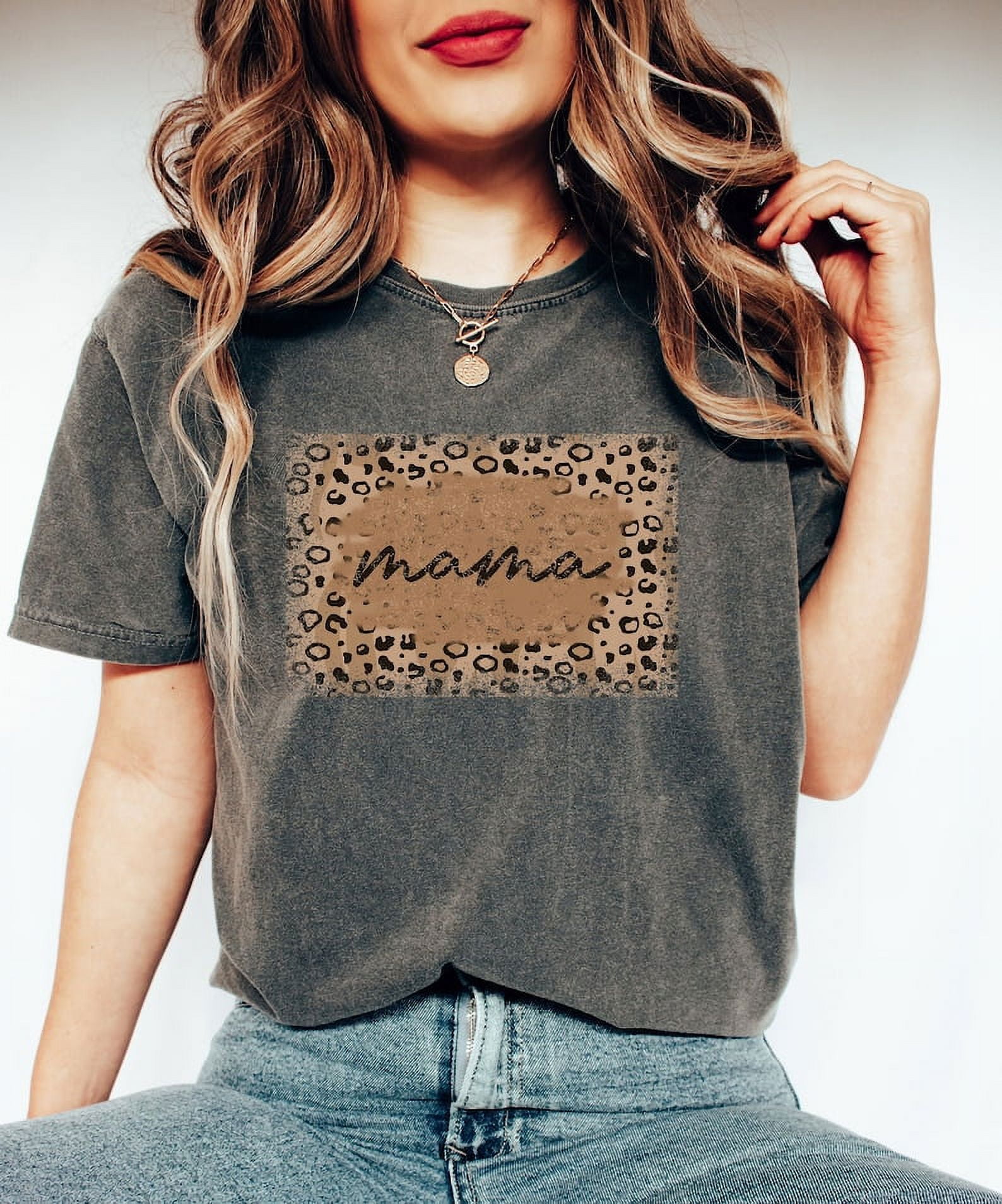Cheetah Mama Shirt For Mother'S Day, Leopard Print Mama Shirt Comfort ...