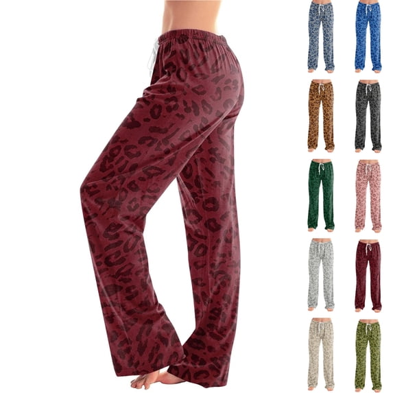 Cheetah Pajama Pants for Women Comfy Pj Pants Lounge Leopard Print Elastic Waist Pajamas Pants Trendy Soft PJ Bottoms Red XXL