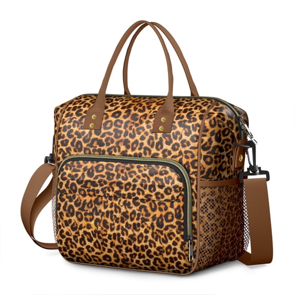 Cheetah Pattern Lunch Tote – Fashion Leopard Print Insulated Cooler Bag Reusable Leakproof Lunch Box for Women Perfect for Office or Gifting
