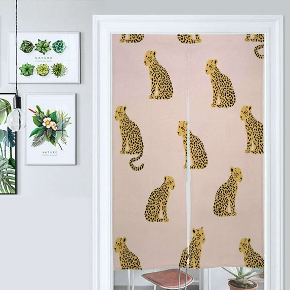 Cheetah Pattern Pink Background Repeat Door Curtain Nordic Living Room DoorCurtain Porch Partition Curtain Kitchen Rative Half Curtain