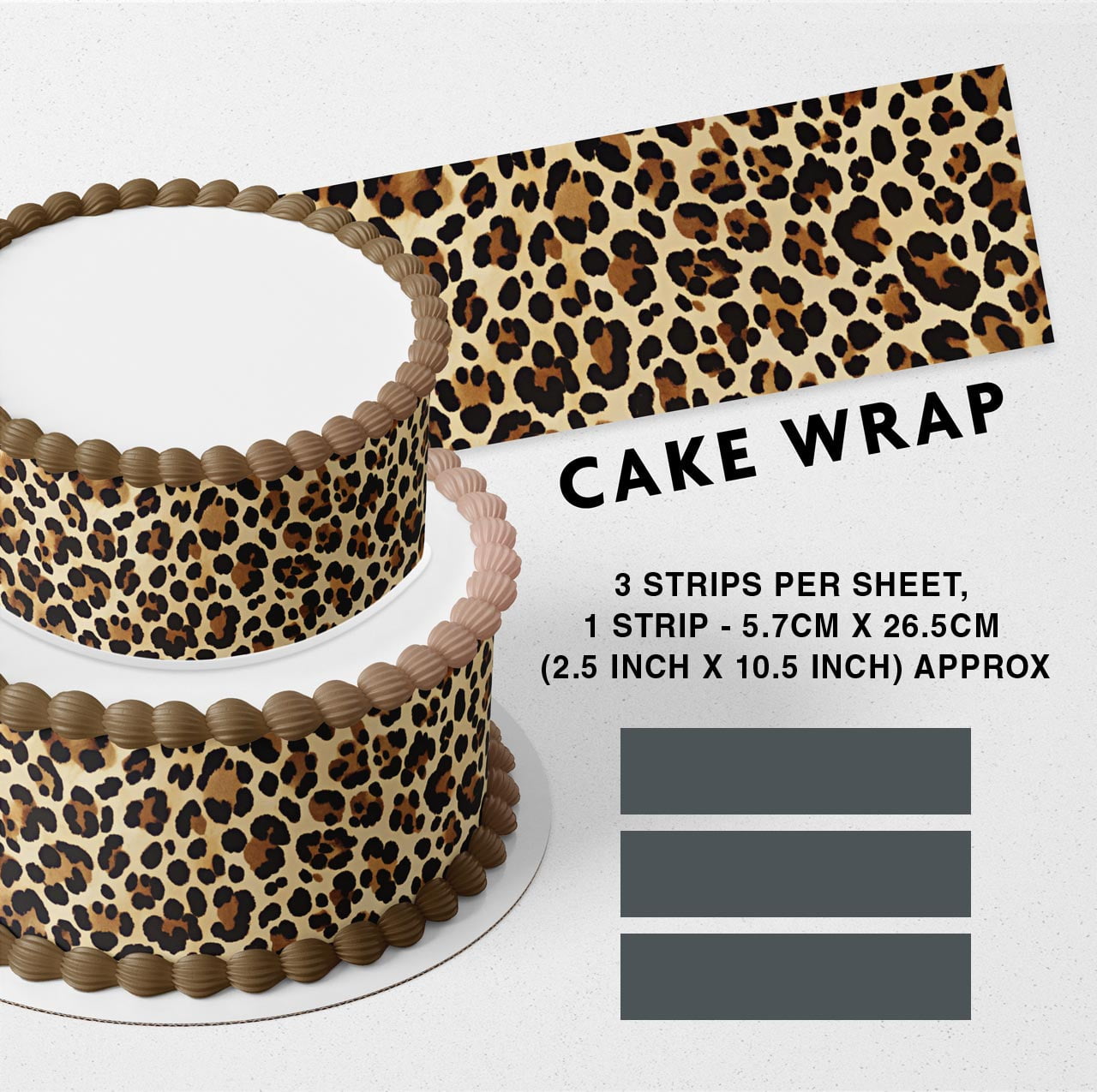 Cheetah Pattern Strips Edible Icing Printed Cake Wrap Strips Topper ...