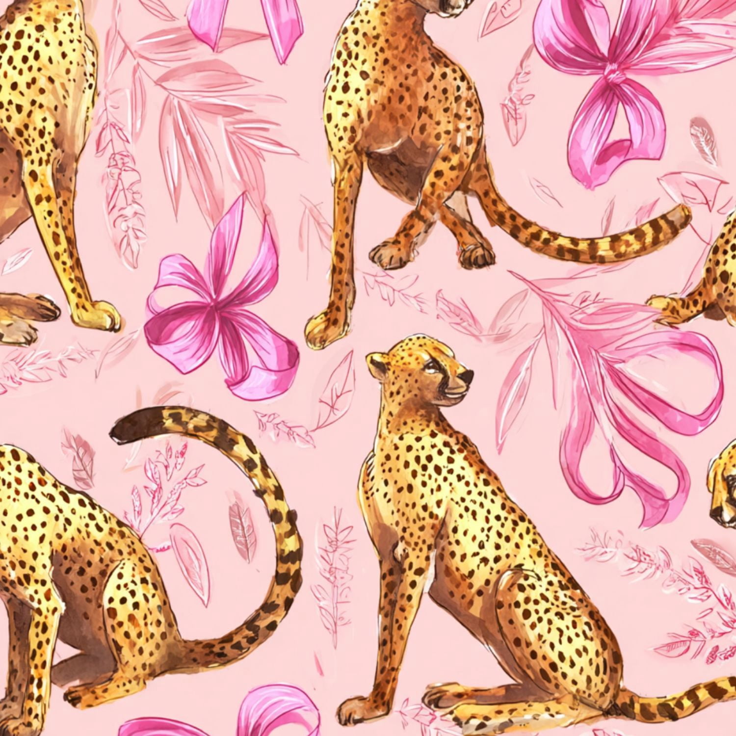Cheetah Peel and Stick Wallpaper 17.7in x 9.8ft Leopard Cheetah Pink Floral Contact Paper Vinyl Waterproof Self Adhesive Wall Paper for Bedroom Shelf Cabinet Renter Friendly