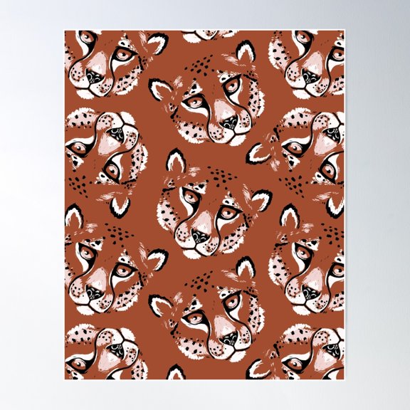 Cheetah Portrait Pattern - Rust Poster Wall Art, Modern Wall Decor For Living Room Bedroom, 8x12 UNFRAMED