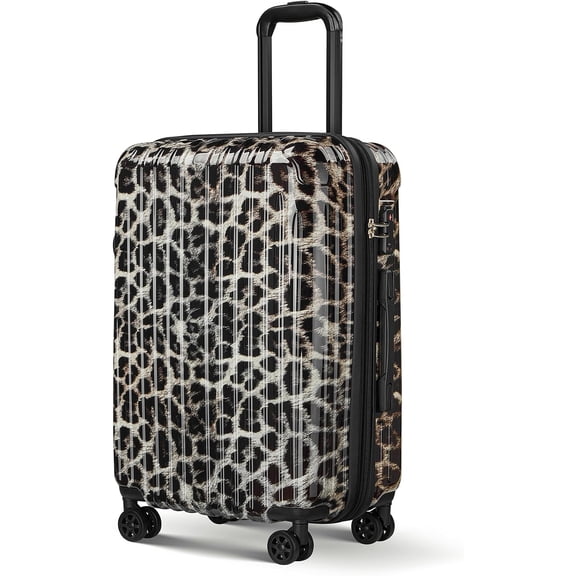 Cheetah Print 20 Inch Carry-On Hard Shell Spinner Suitcase with TSA Lock and Expandable Design