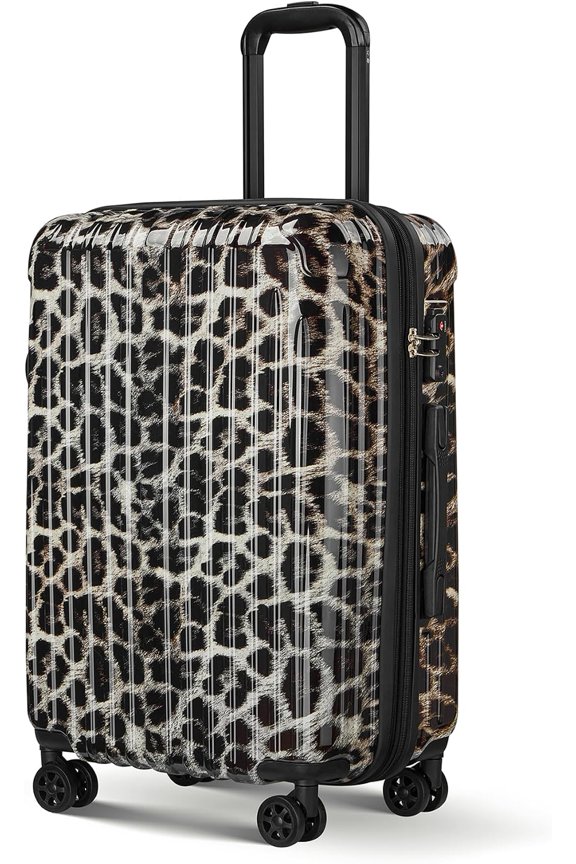Cheetah Print 20 Inch Carry-On Hard Shell Spinner Suitcase with TSA Lock and Expandable Design