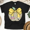 thumbnail image 1 of Cheetah Print Apple T-Shirt – Cute Pencil Bow Teacher Life Graphic Tee, Black, Size M, 1 of 6