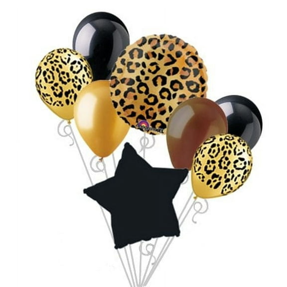 Cheetah Print Balloon Bouquet Set Party Decoration 8pc