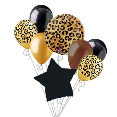 Cheetah Print Balloon Bouquet Set Party Decoration 8pc