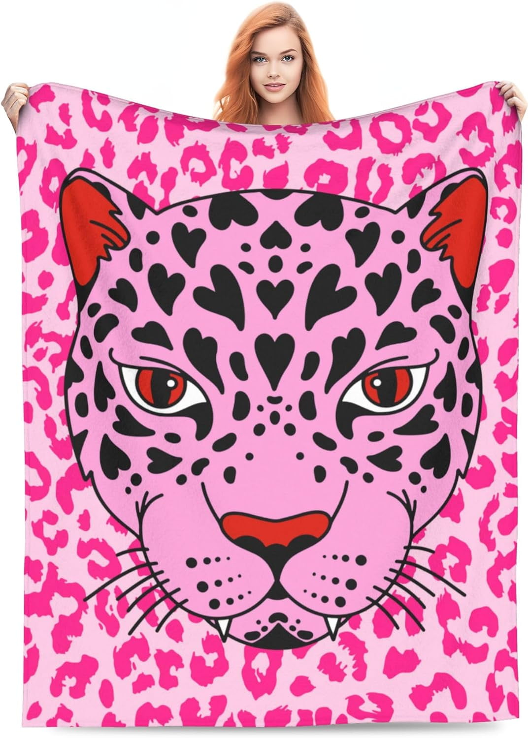 Cheetah Print Blanket Gifts for Kids Adults Soft Warm Lightweight Cozy Pink Leopard Throw Blankets for Bed Living Room Sofa Couch Birthday Decor 50x60in