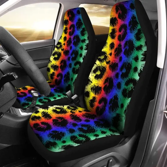 Cheetah Print Car Seat Covers Custom Car Accessories Gifts Idea Pack of 2 Universal Front Seat Protective Cover