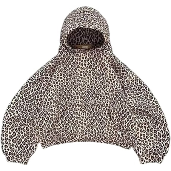 Cheetah Print Hoodie Pullover Vintage Leopard Print Hoodie Aesthetic Sweatshirt Trendy Graphic Streetwear Hoodies Brown,L