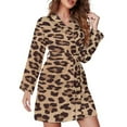 thumbnail image 1 of Cheetah Print Leopard Print Night Robe Long Sleeve V Neck Robe With Belt Women's Sleepwear Dresses, 1 of 9