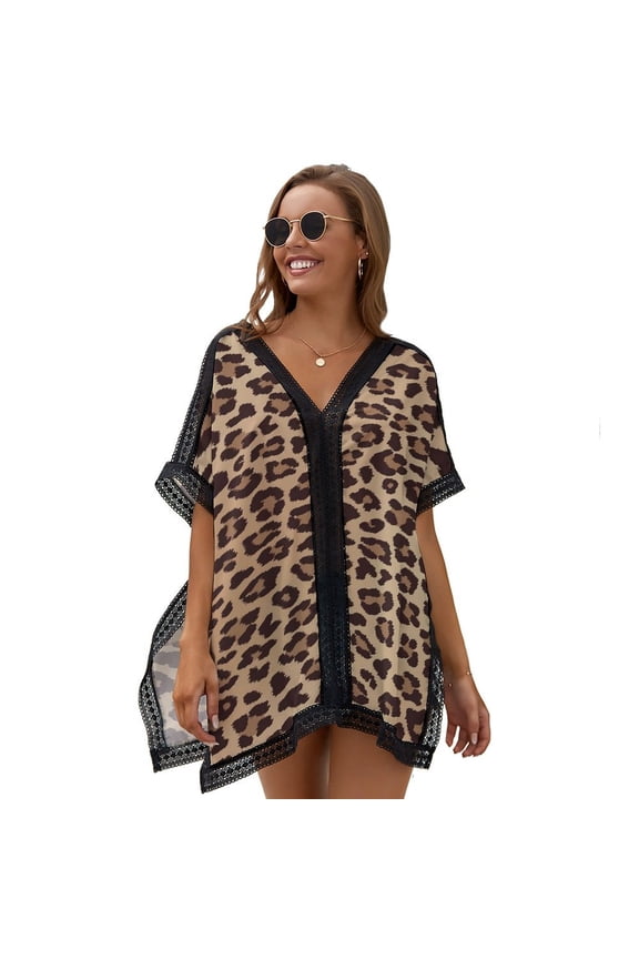Cheetah Print Leopard Print Women's Swimsuit Coverup Summer Beach Cover Up Bathing Suit Dress